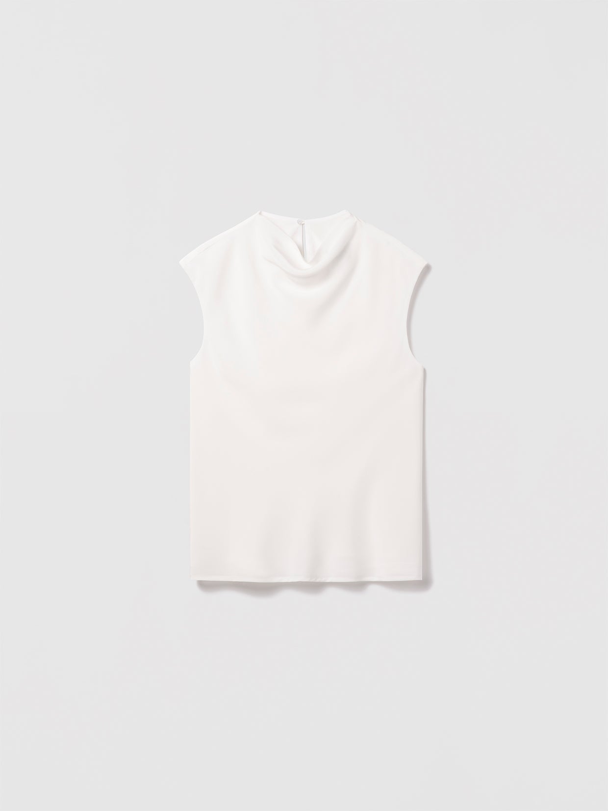  Draped mock neck silk blouse