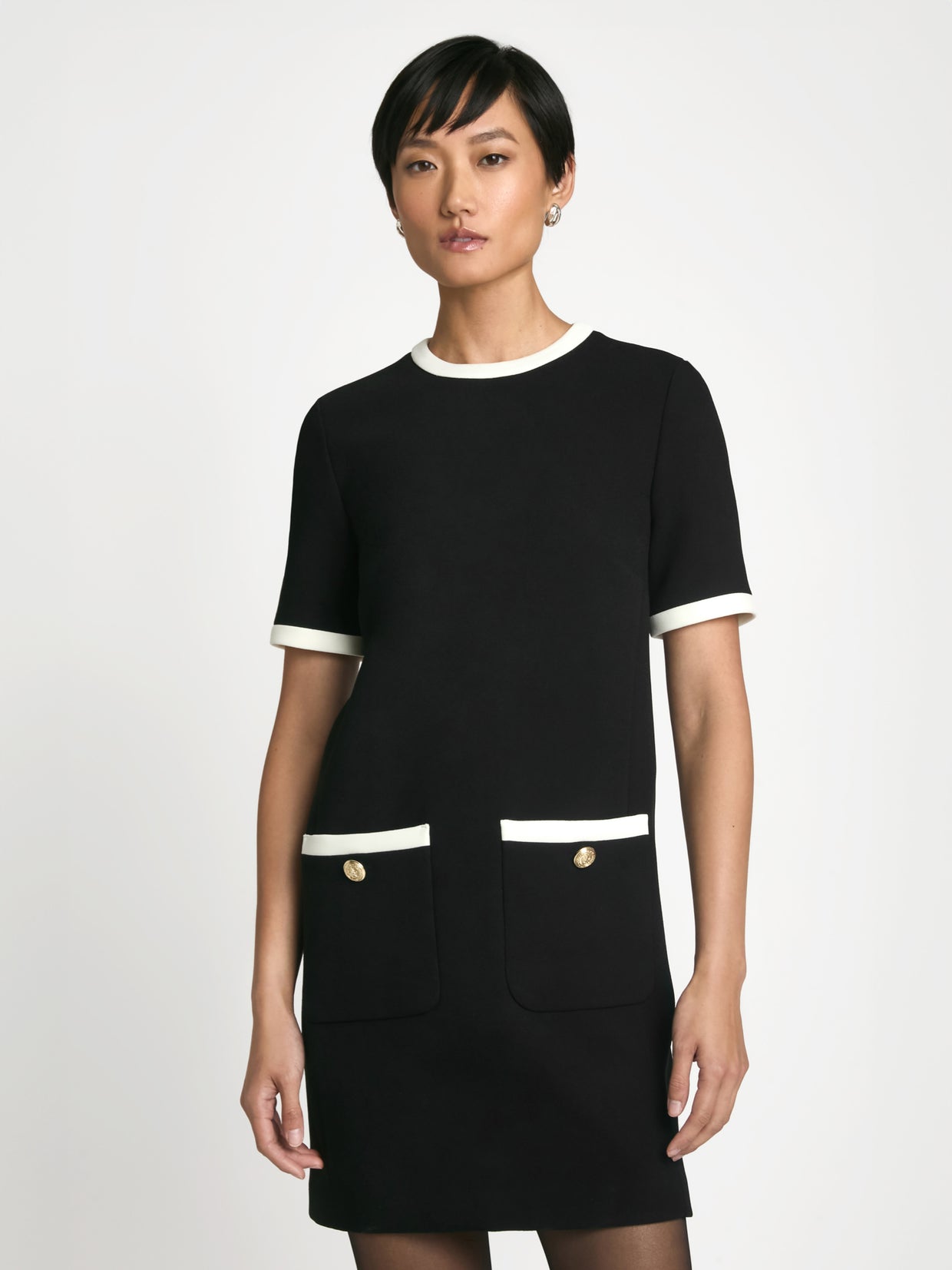  Contrast combo shift dress