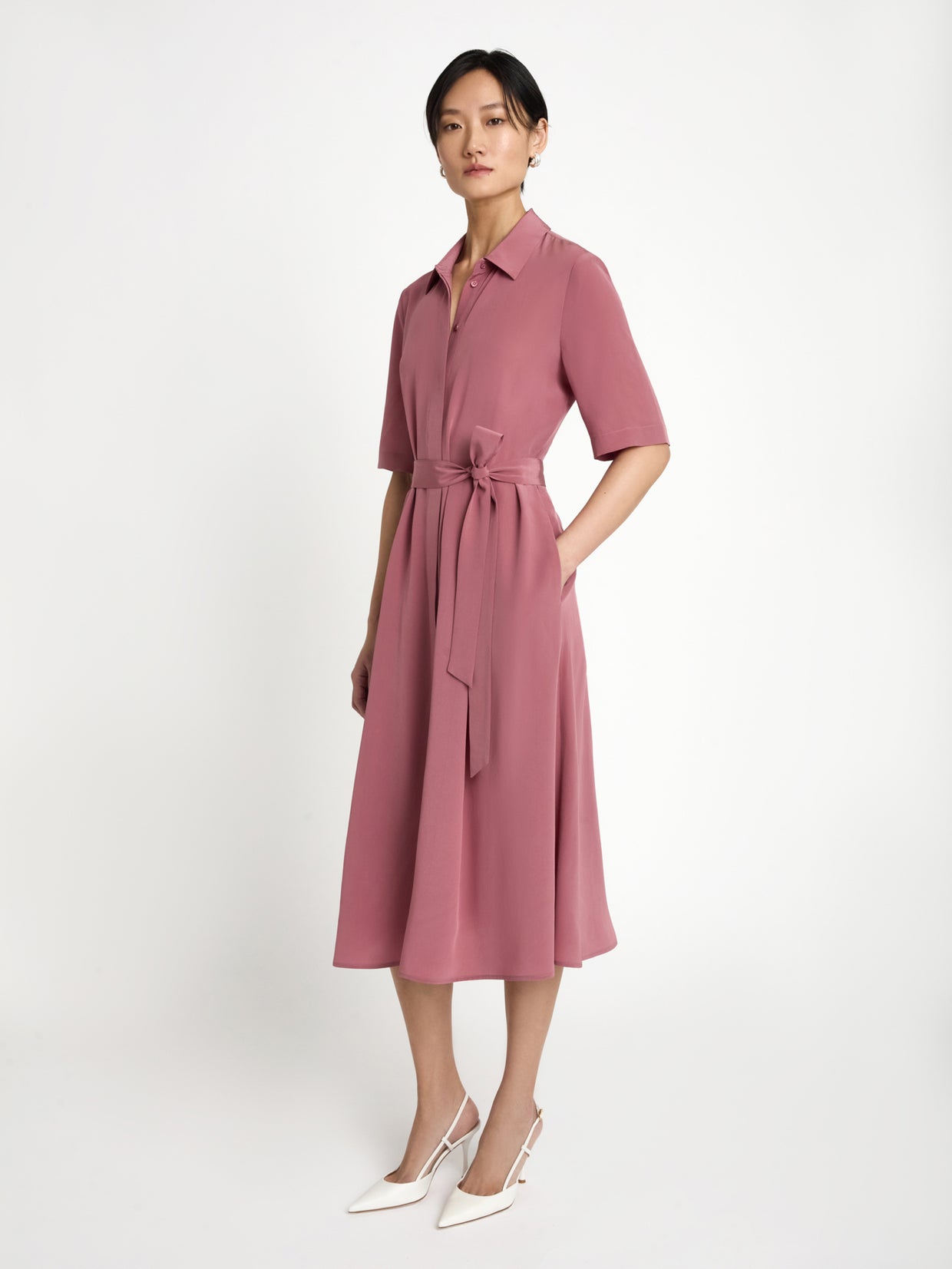  Belted silk dress