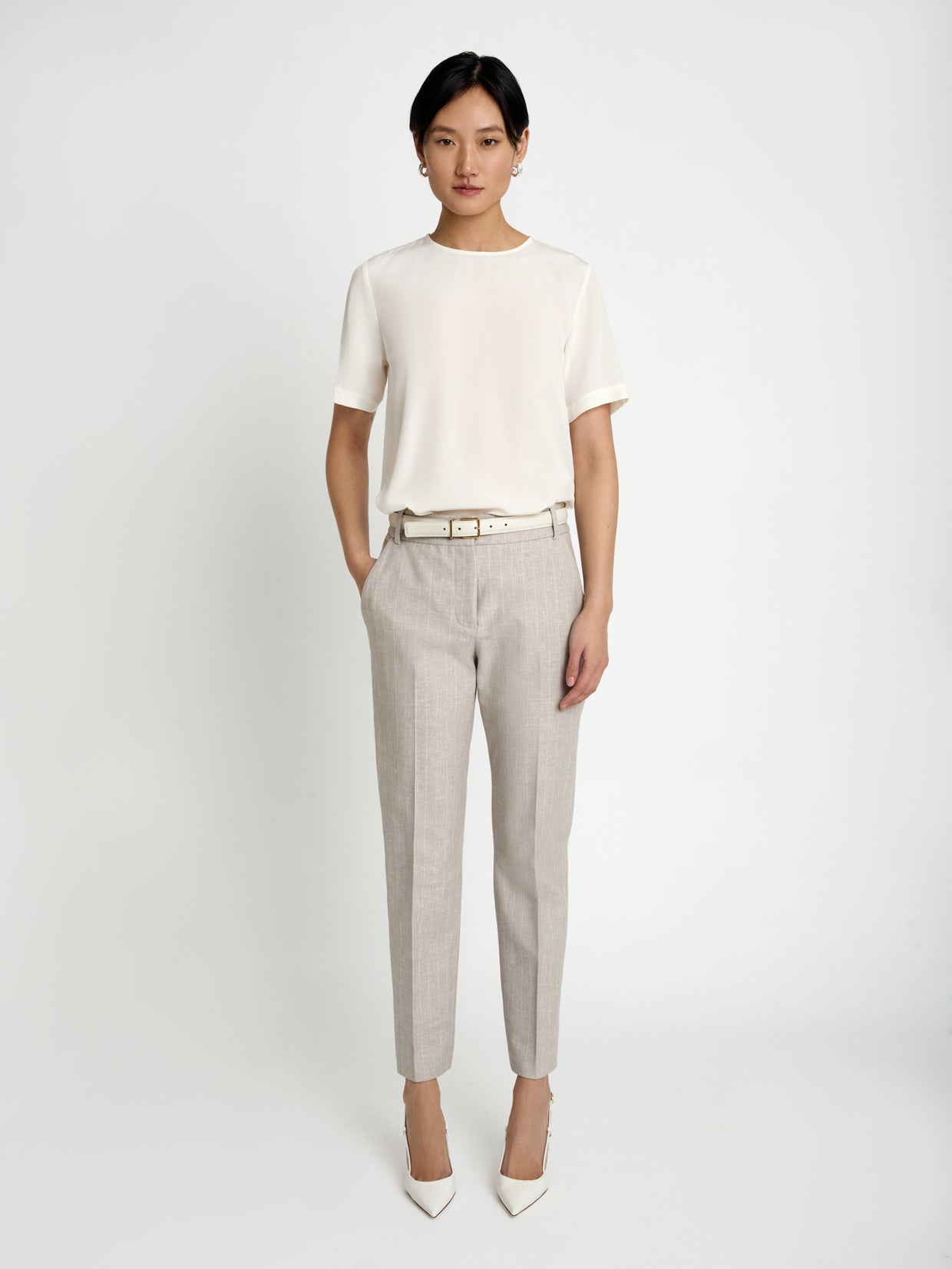  Striped cotton linen pant
